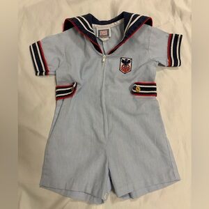 Vintage Baby Sailor Romper Outfit Little Guys 12Months Made in USA Navy Costume